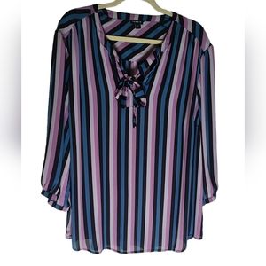 Torrid Georgette bow tie striped Blouse Size 3x multi color
